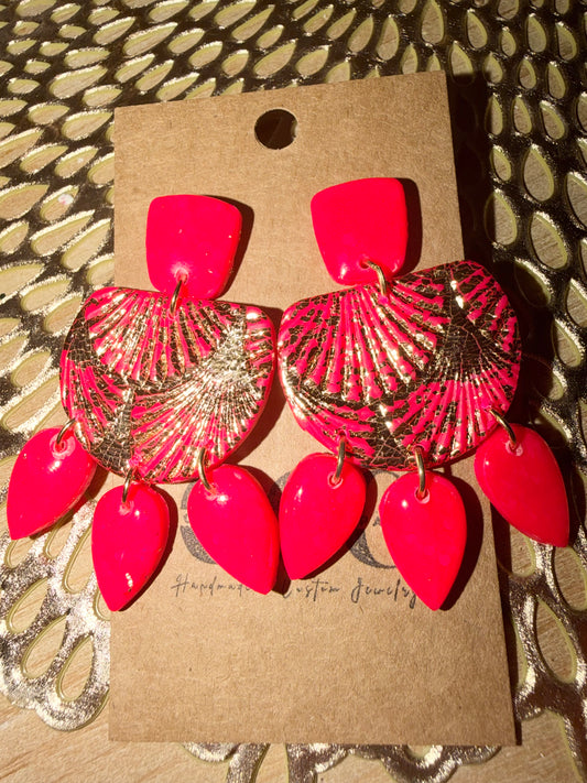 Clay neon pink earrings