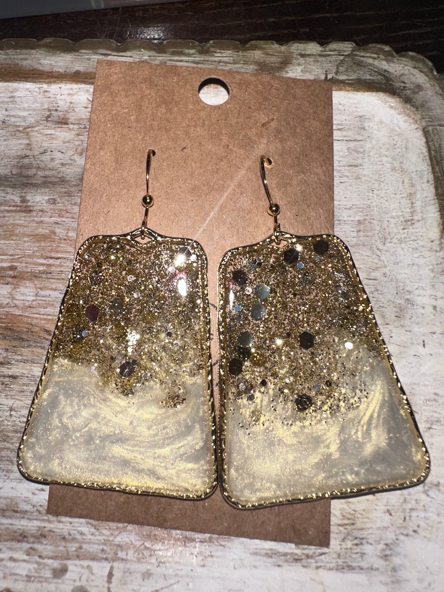 Gold Glitter resin hoops