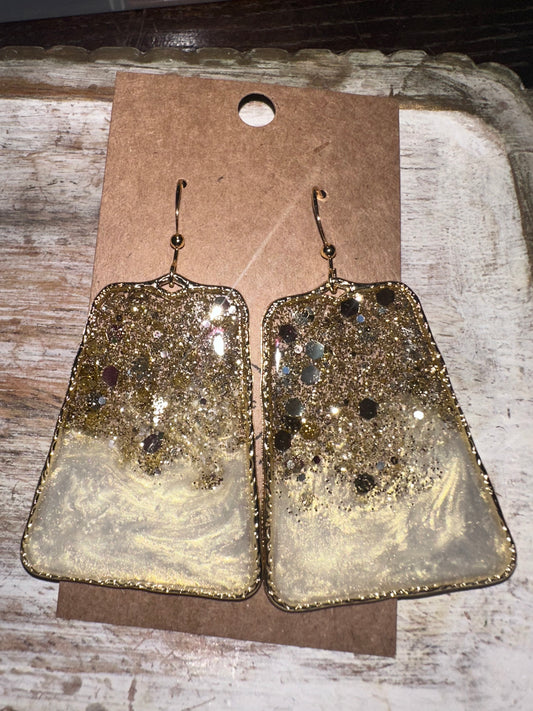 Gold Glitter resin hoops