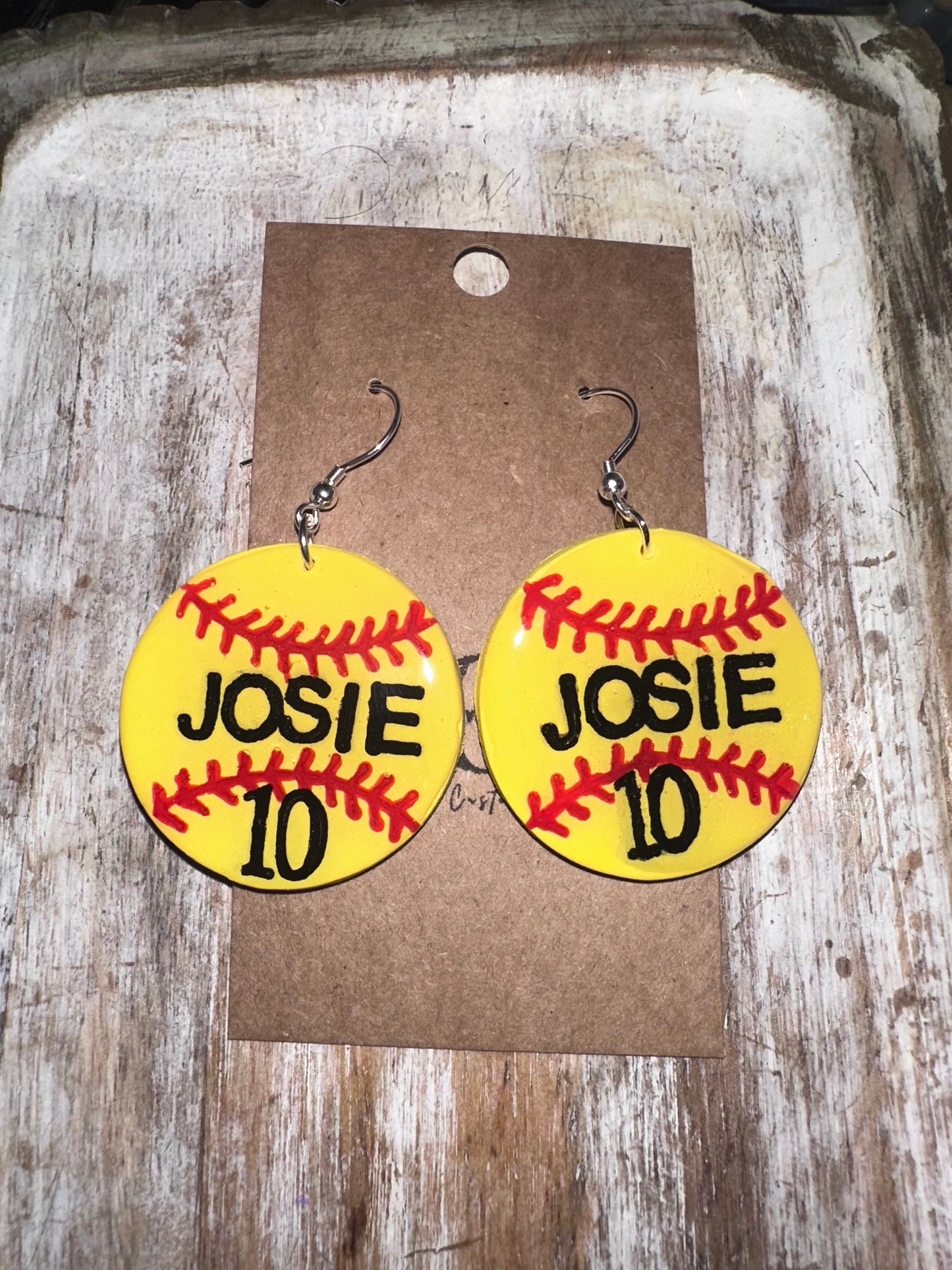 Custom softball acrylic earrings