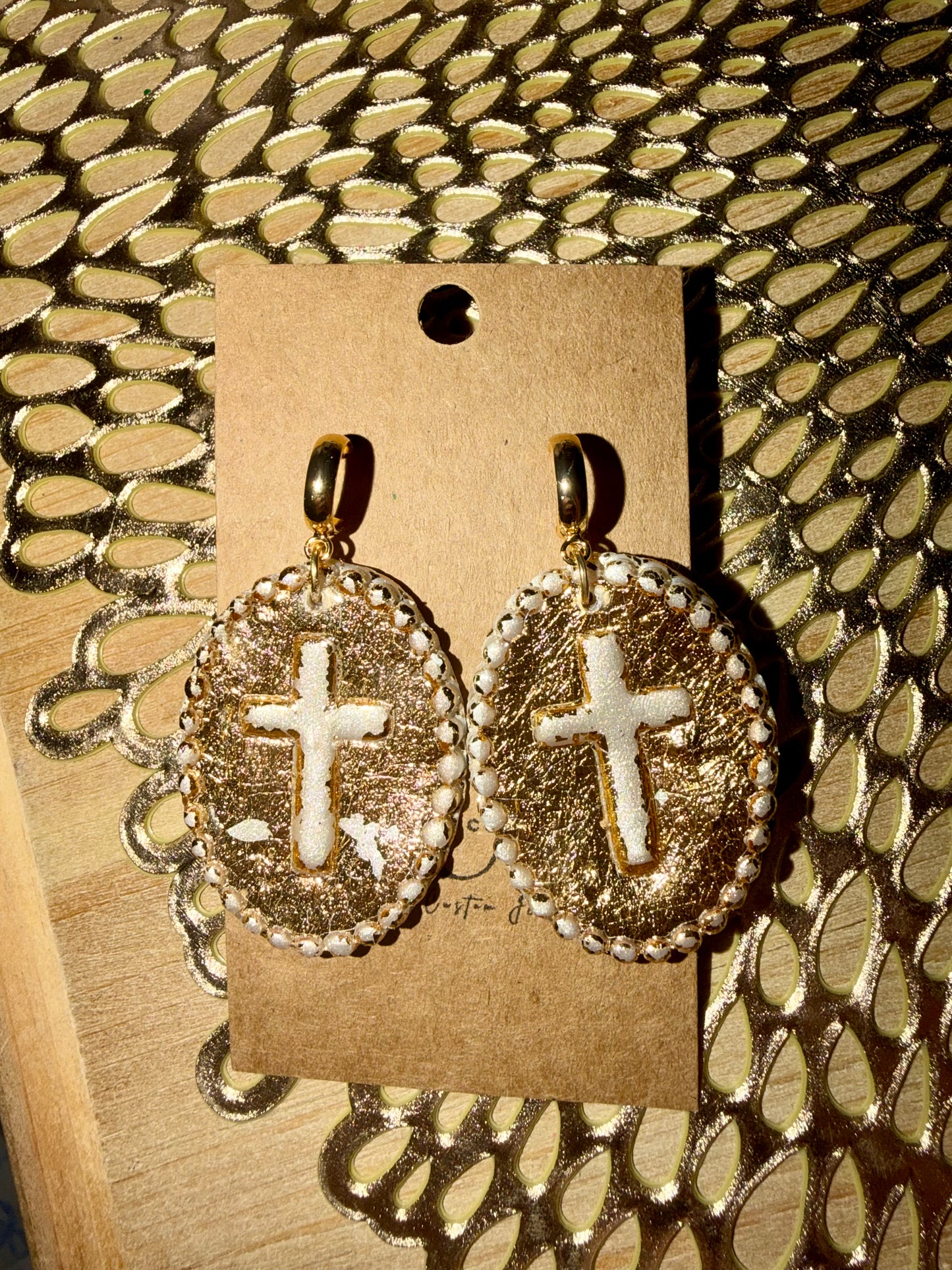 Clay cross pearl dangles
