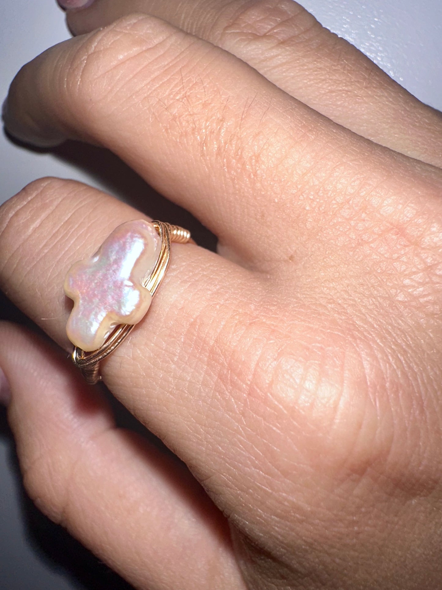 14k GF Cross Freshwater Pearl Ring