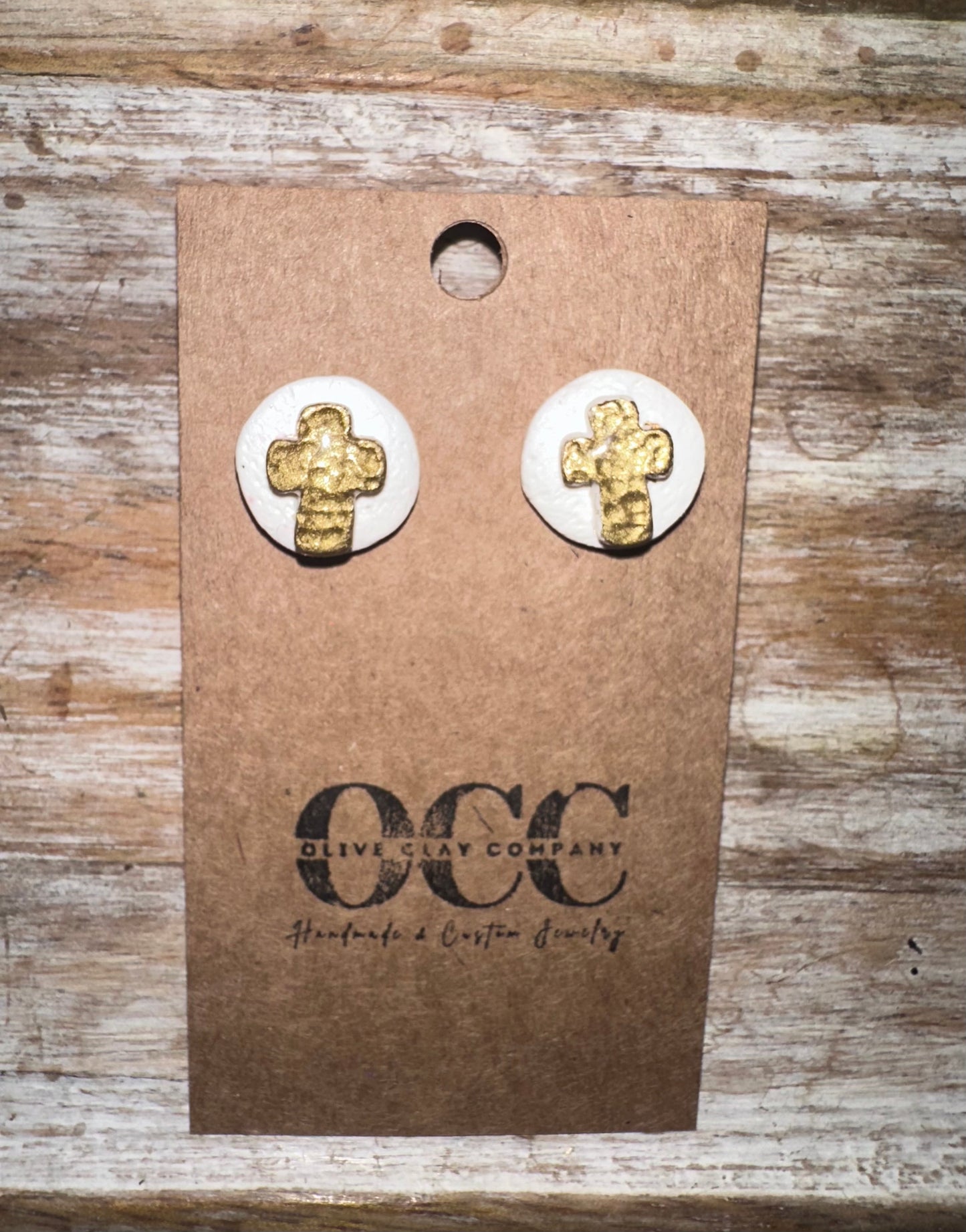 Cross clay earrings