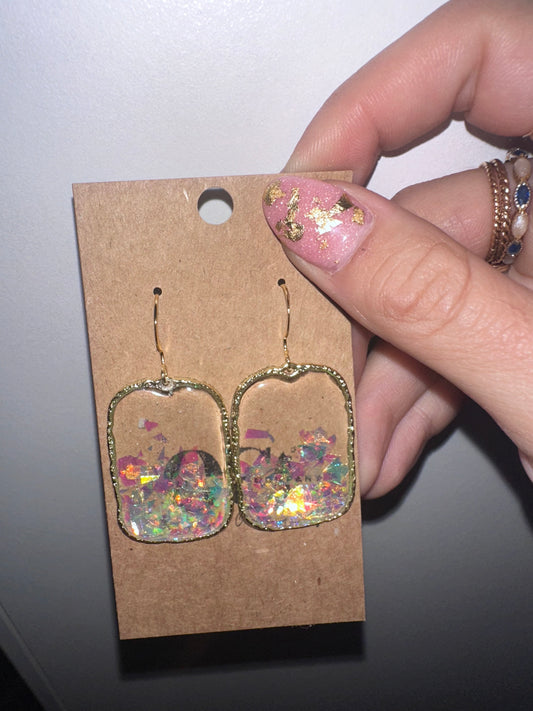 Small iridescent Glitter resin hoops