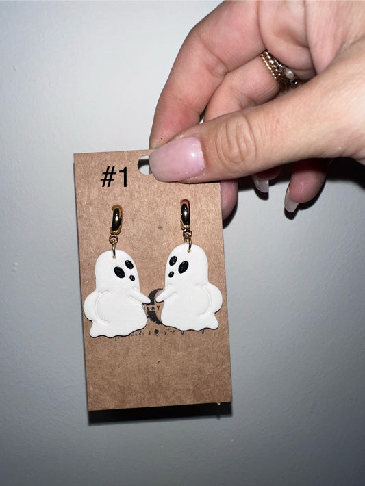 Big BOOty ghost clay earrings