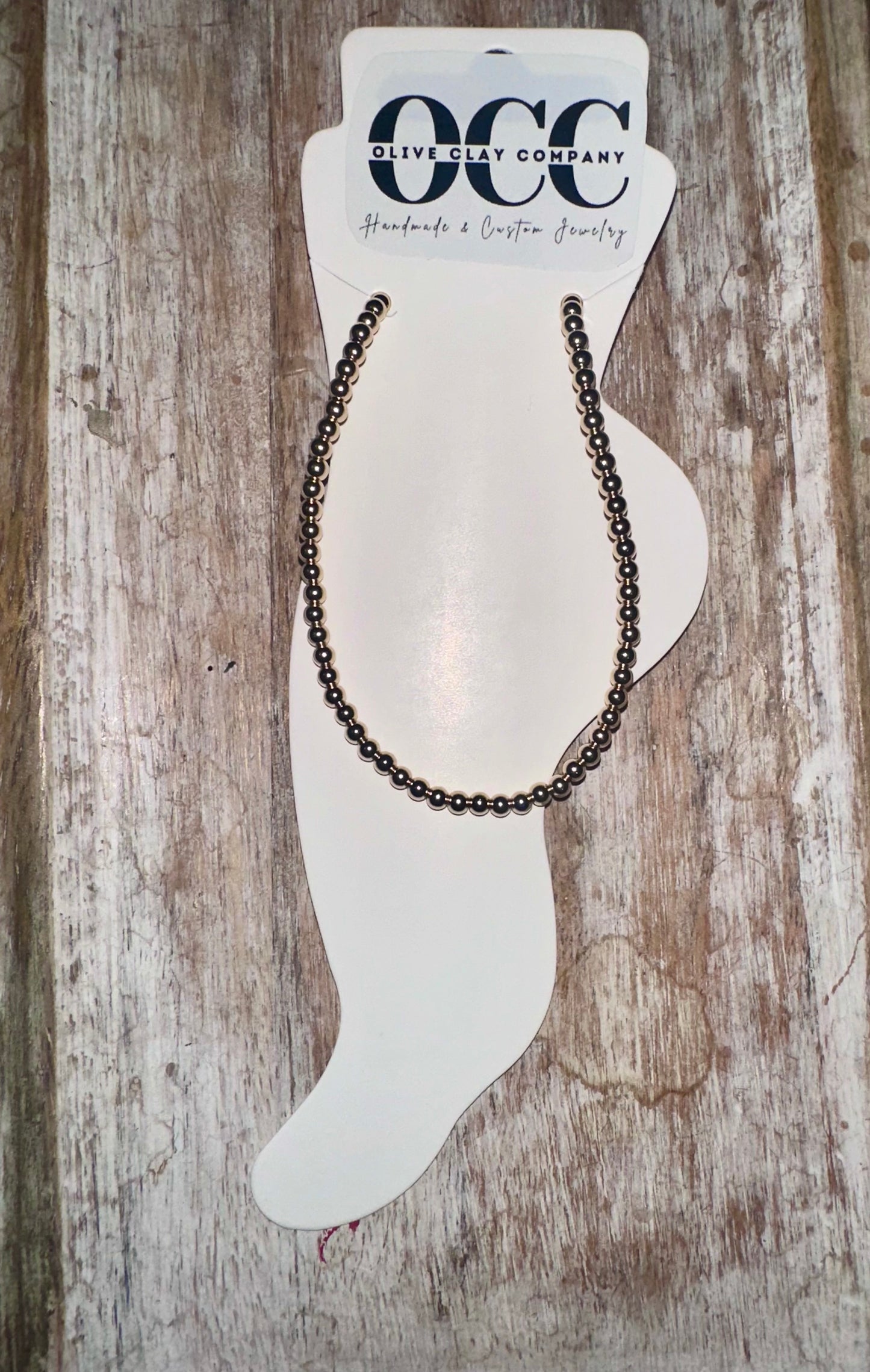 14k Gold Filled stretchy anklet- non tarnish- 3mm beads