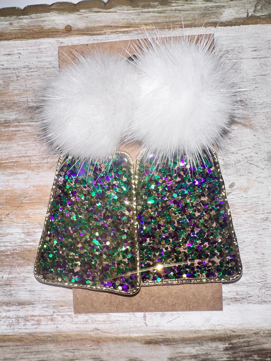 Mardi Gras Pom earrings