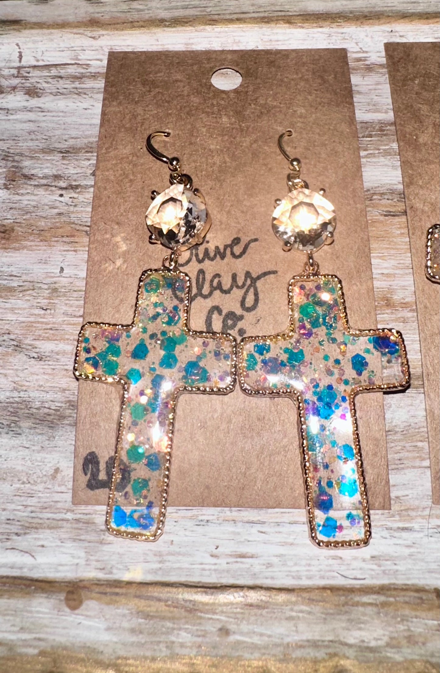 Cross resin earrings