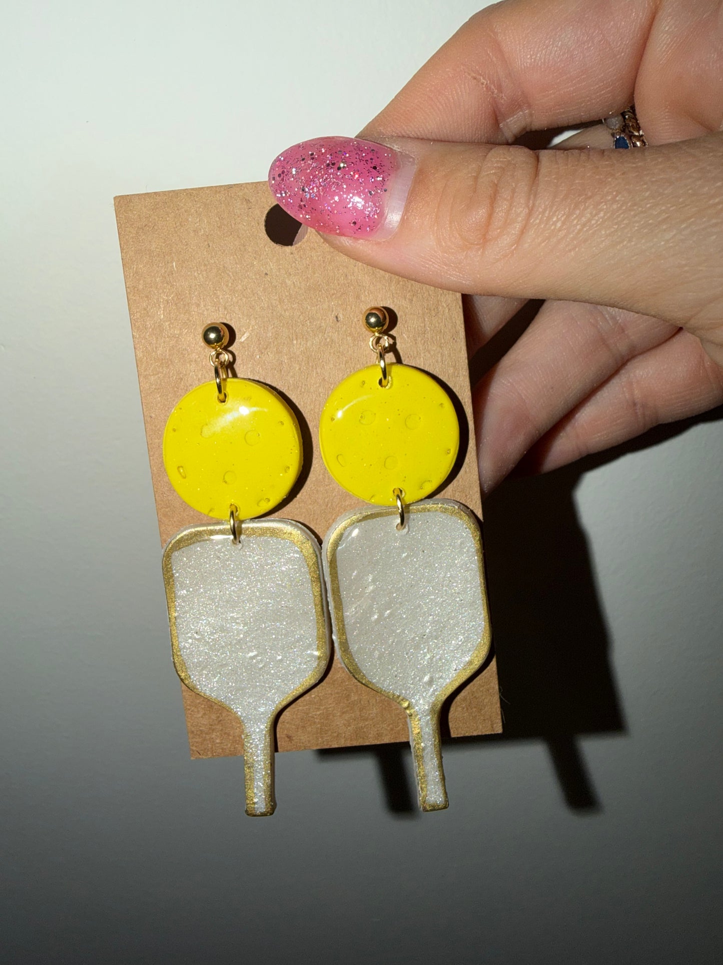 Pickle ball earrings large size