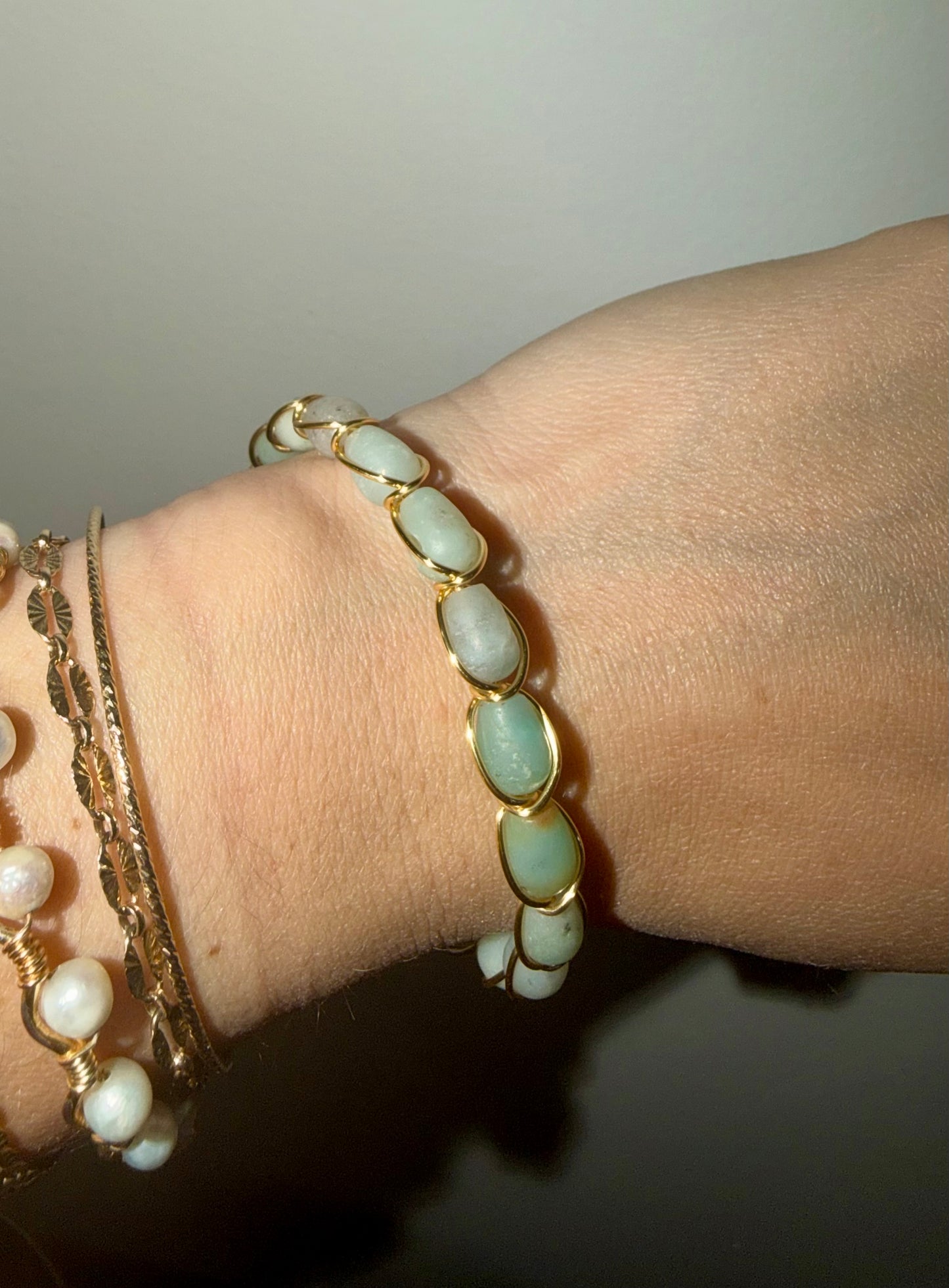 Amazonite multicolor wire bracelet