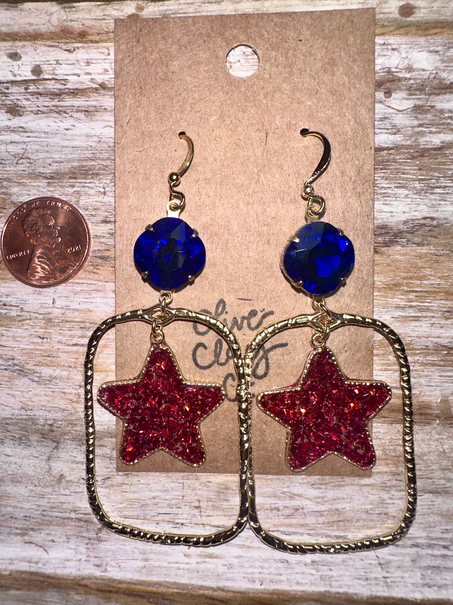 Star glitter hoop earrings