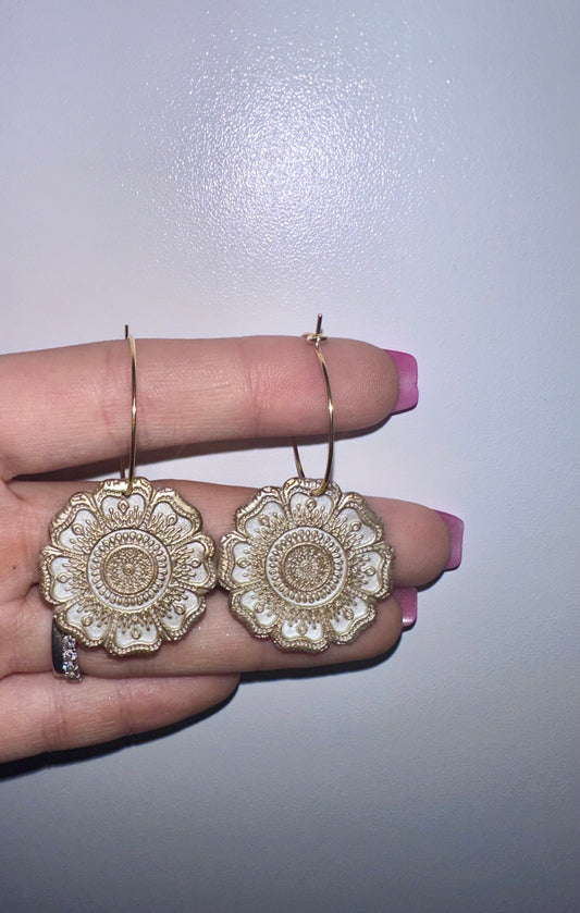 Mandala textured clay earrings
