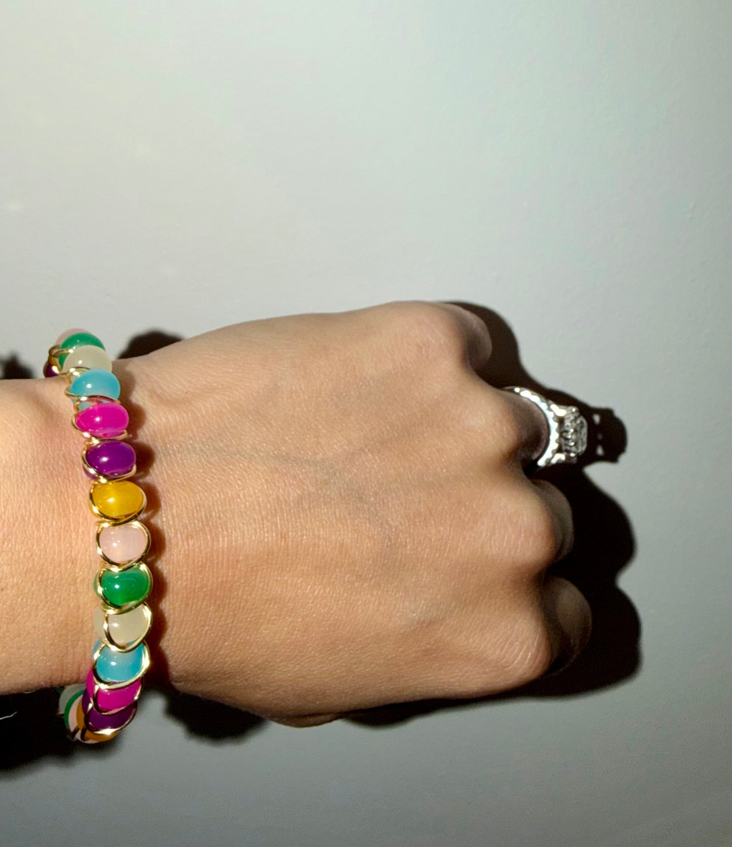 Rondelle beads wire bracelet