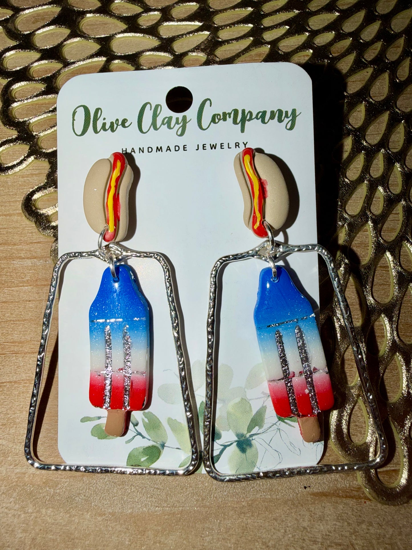 Hotdog bomb pop earrings