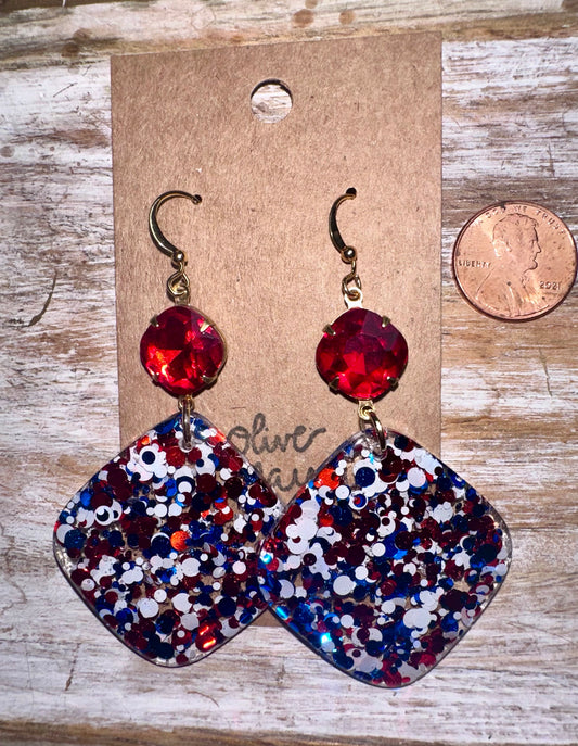 Patriotic diamond earrings