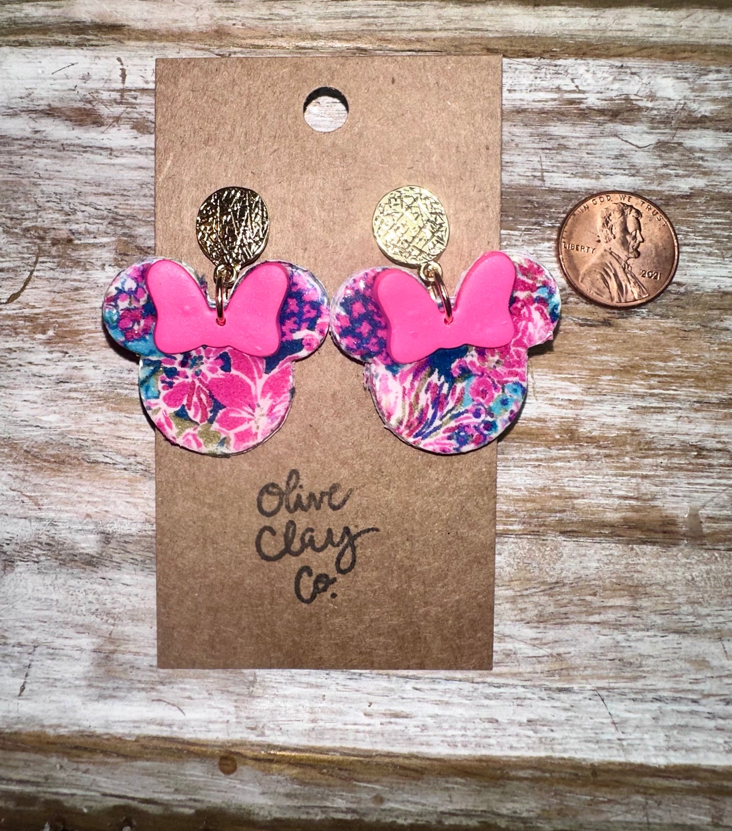Floral mouse earrings