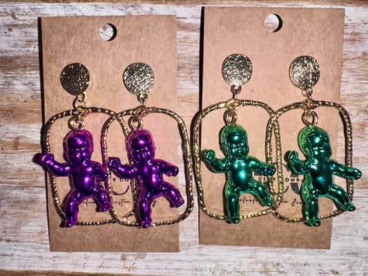 Mardi Gras baby earrings