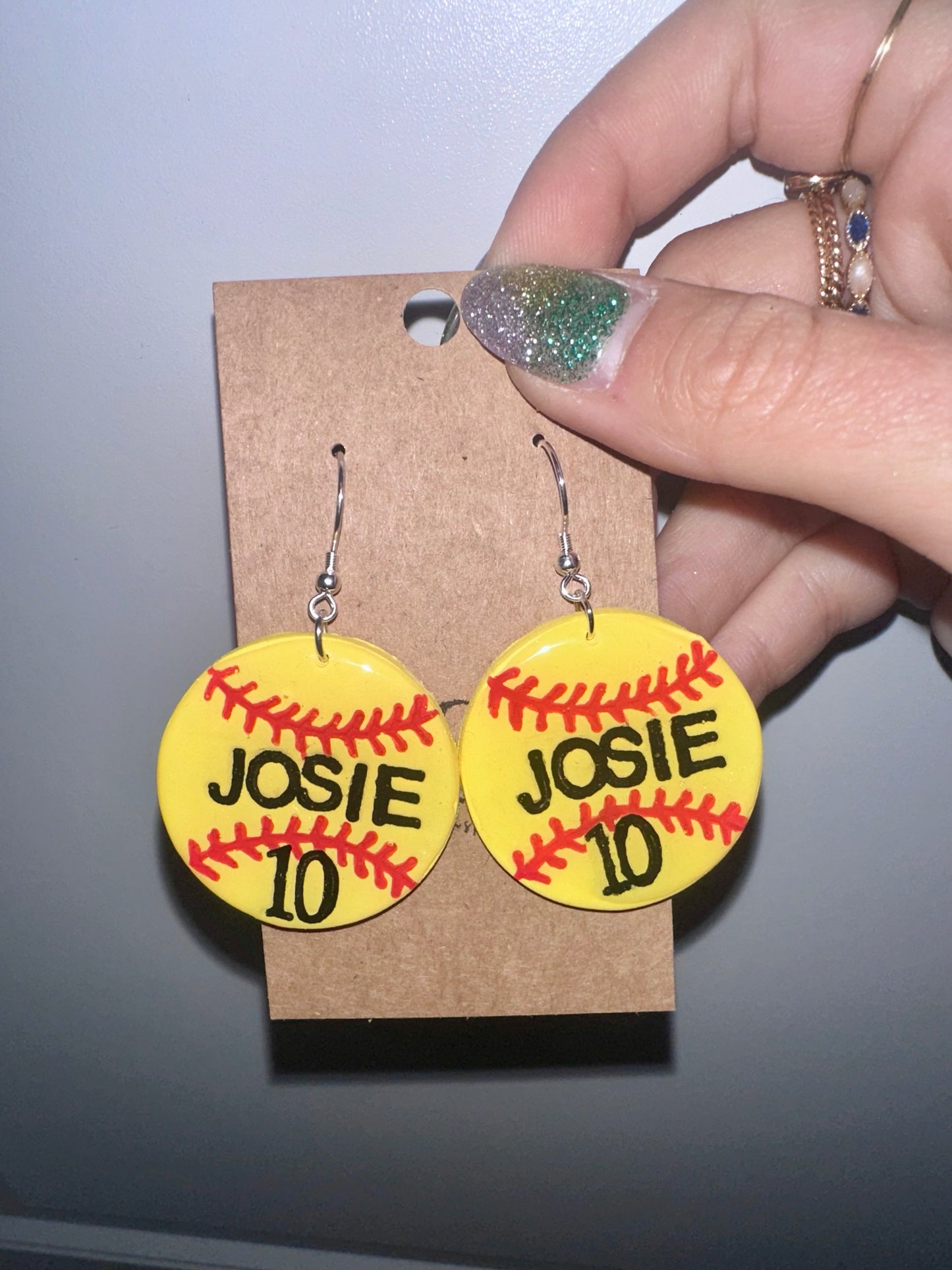 Custom softball acrylic earrings