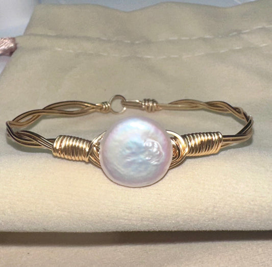 Twisted Wire Pearl wrapped bracelet