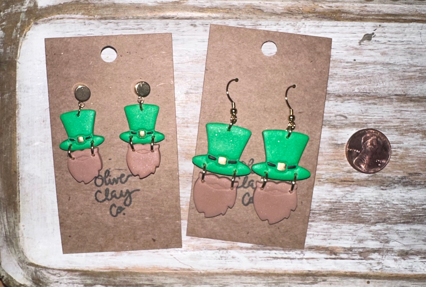 St Patrick’s clay earrings