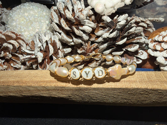 Custom freshwater pearl wire bracelet