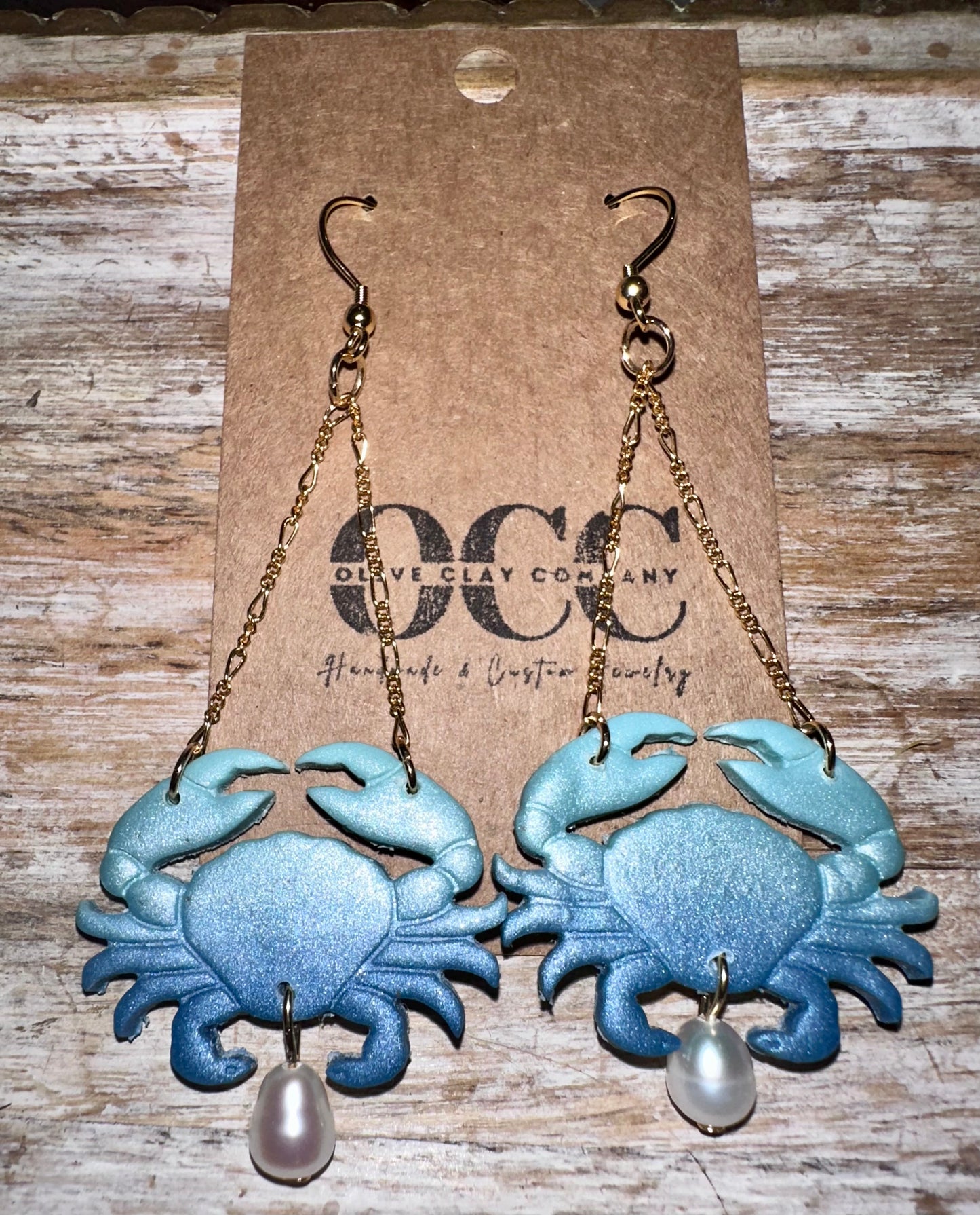 Crab clay earrings