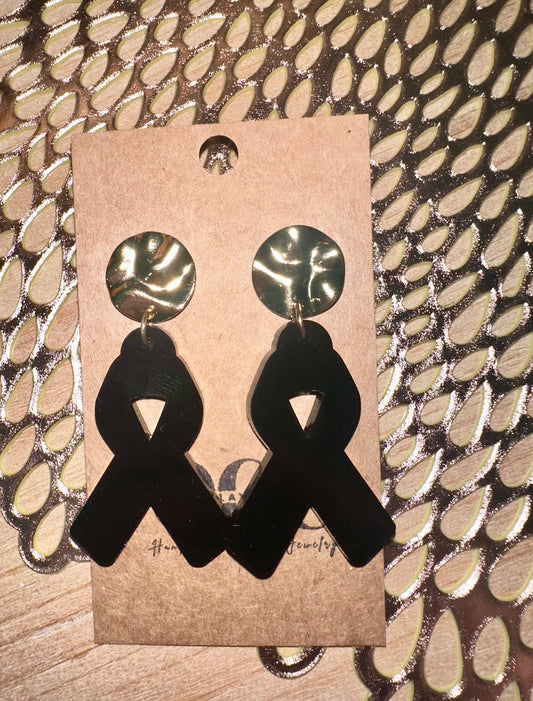 cancer ribbon earrings