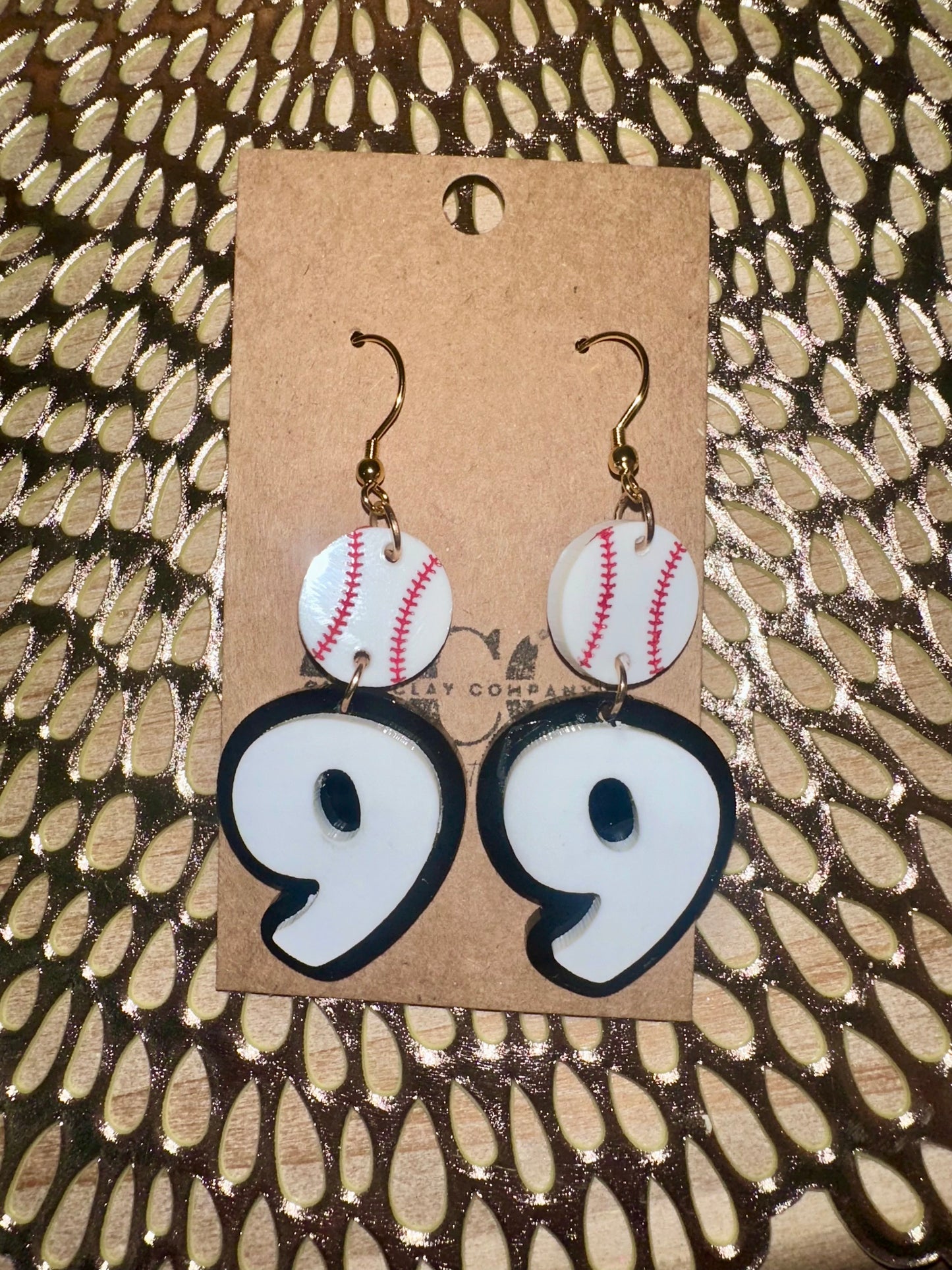 Custom number baseball earrings