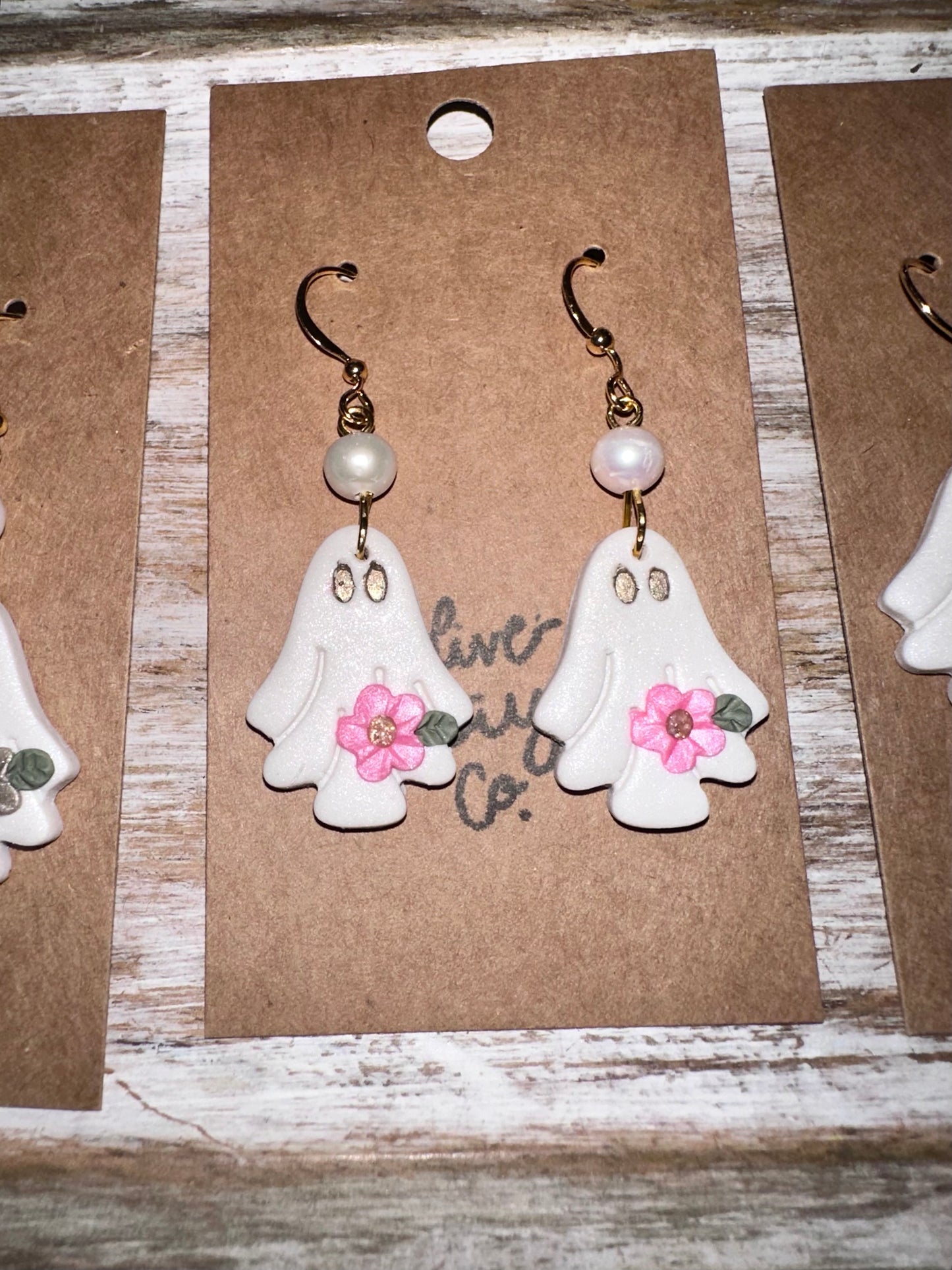 Small floral ghost earrings