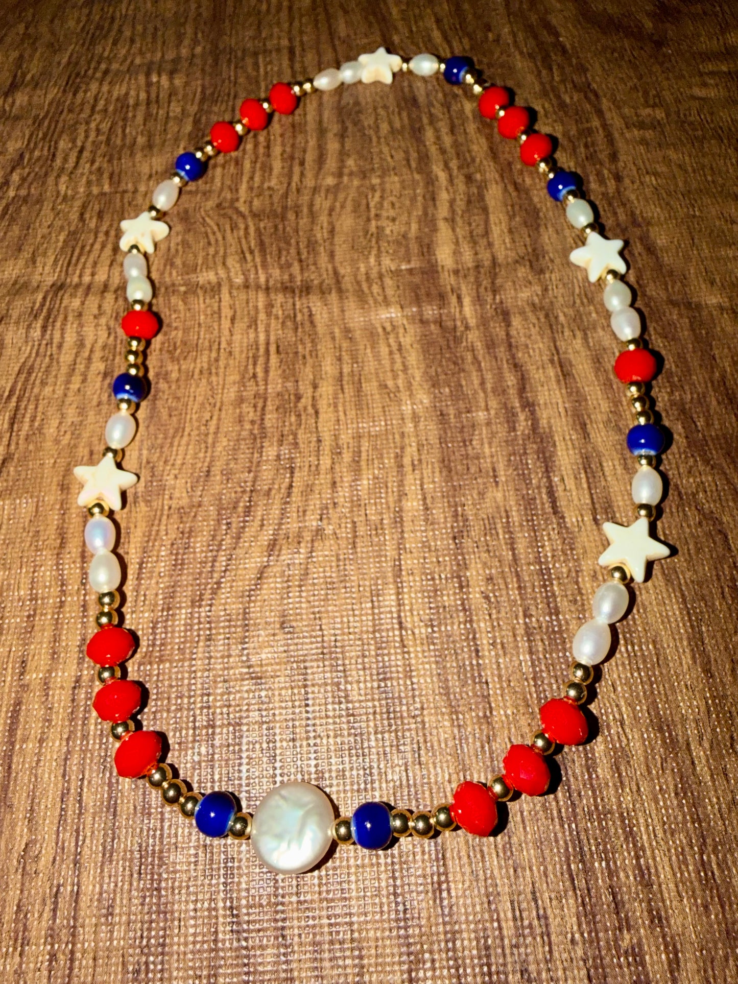 Star bead necklace- stretchy with no clasp 18inches