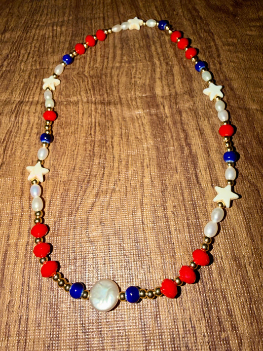 Star bead necklace- stretchy with no clasp 18inches