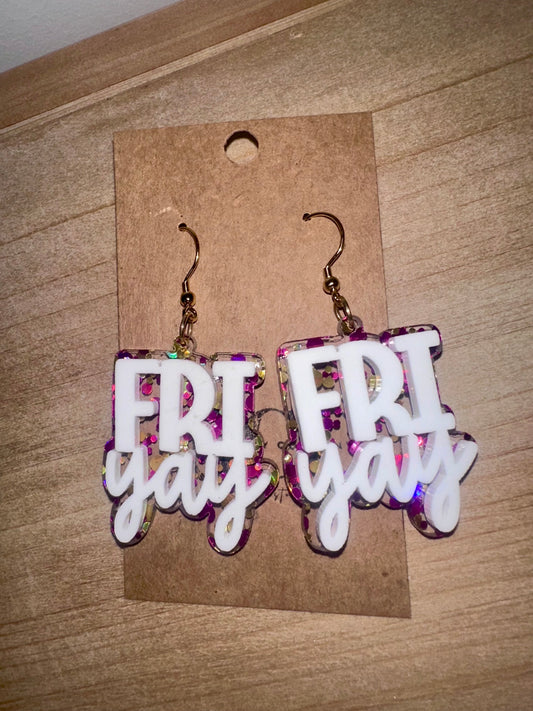 Orange and pink FriYAY Earrings