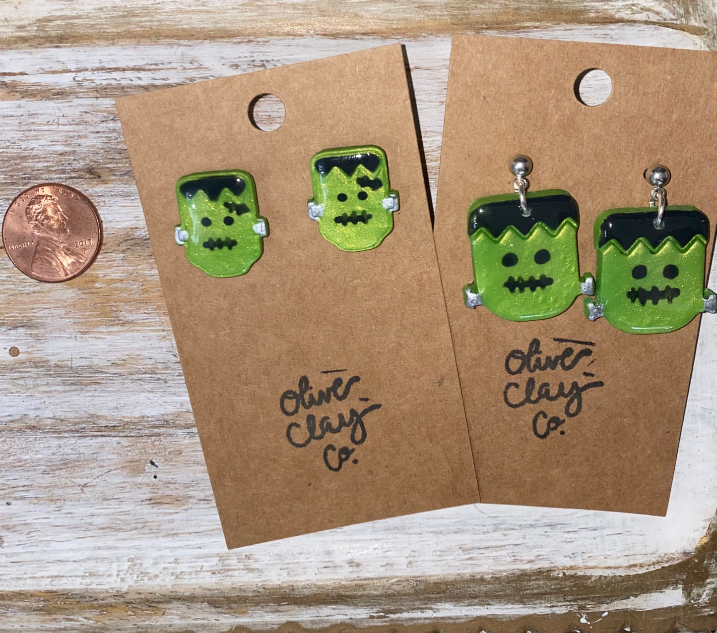 Frankenstein dangle and stud earrings