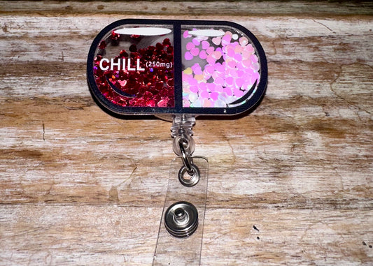 Chill pill badge reel - alligator clip