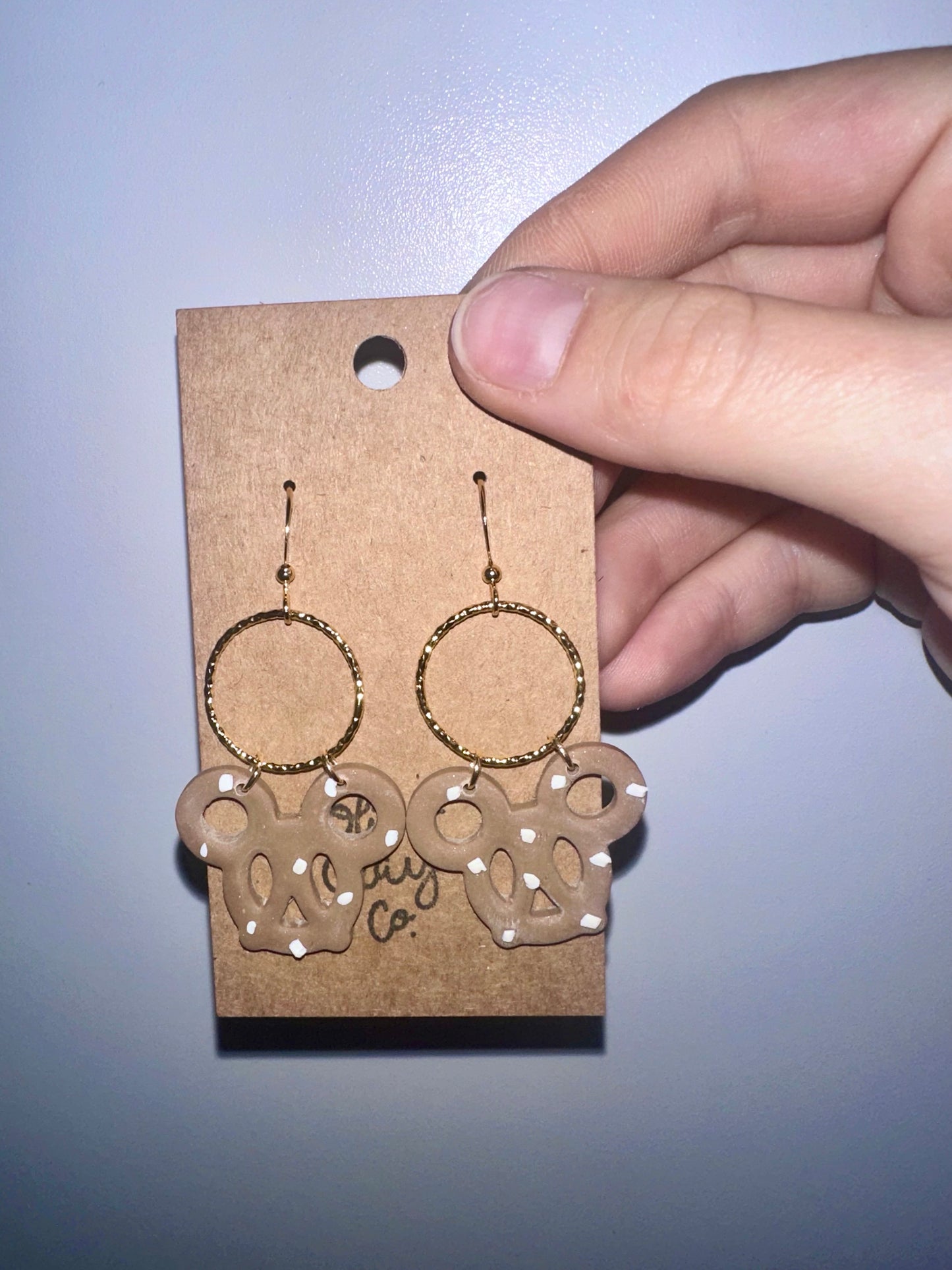 Mouse pretzel earrings