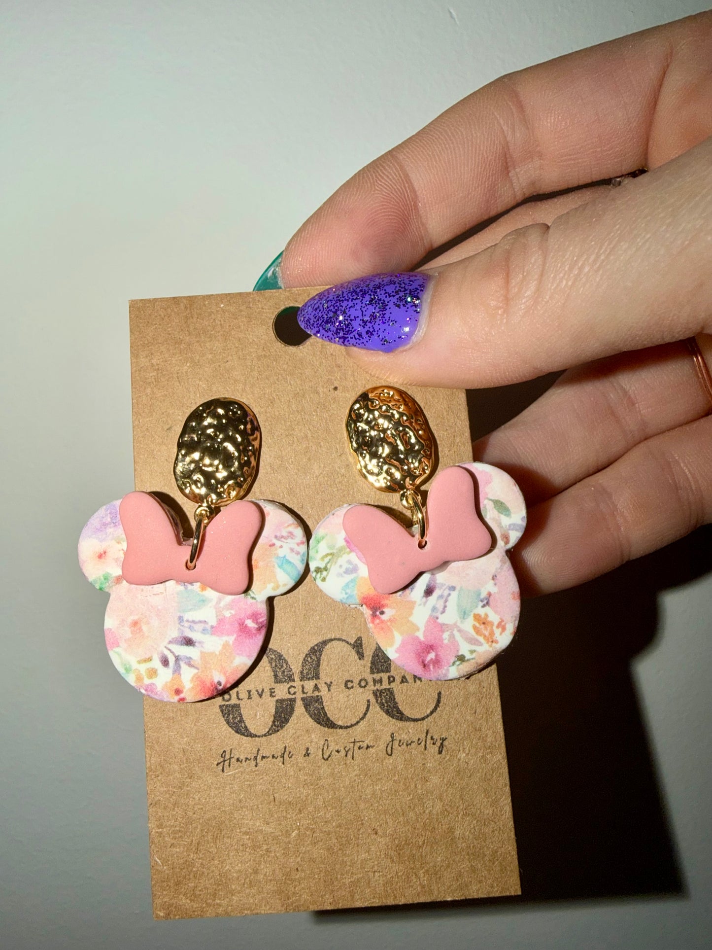 Mouse Floral clay earrings