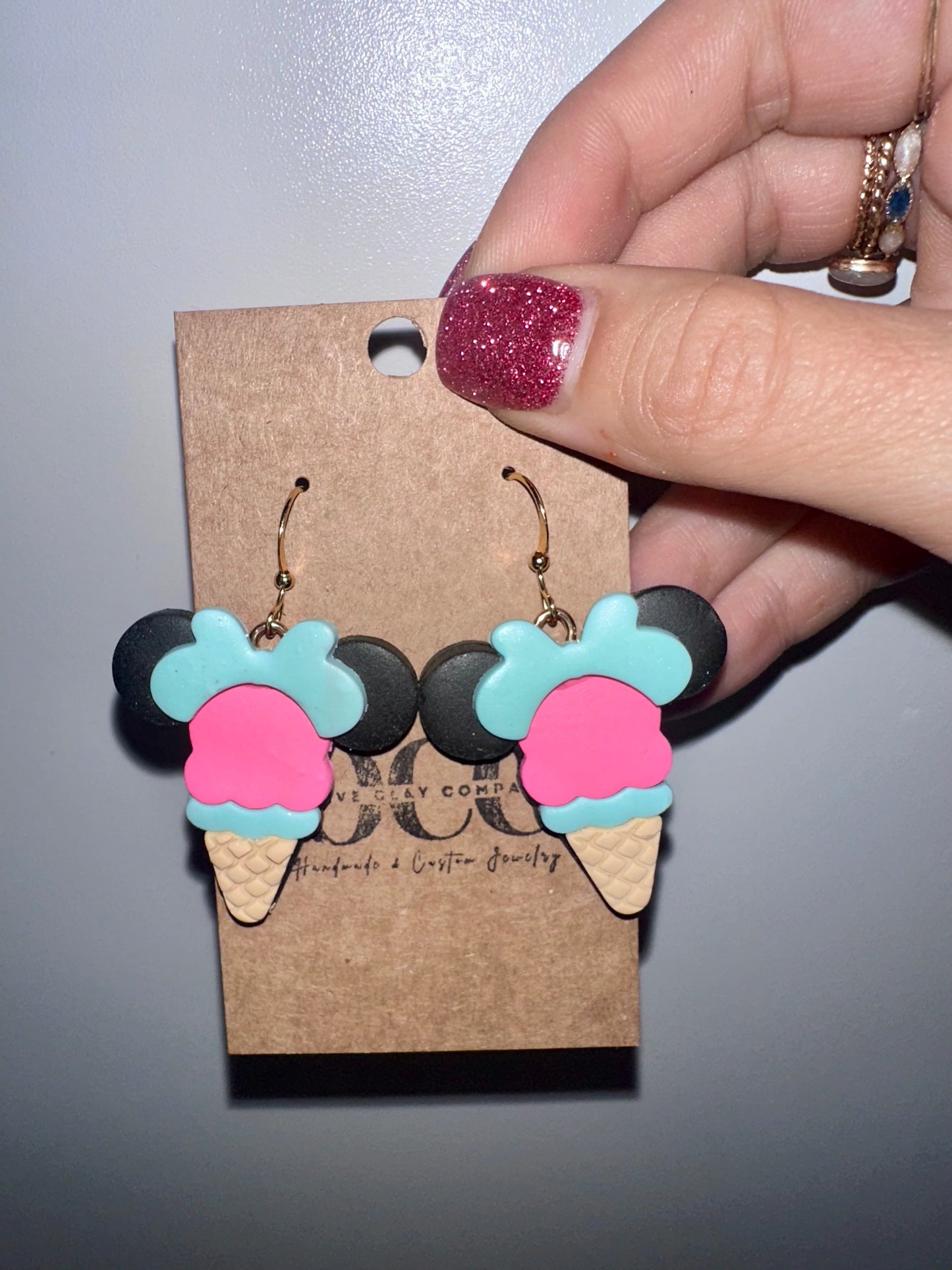 Mouse ice cream earrings