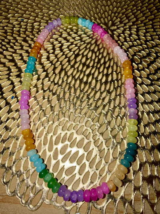 Rondelle bead necklace- stretchy with no clasp 18inches