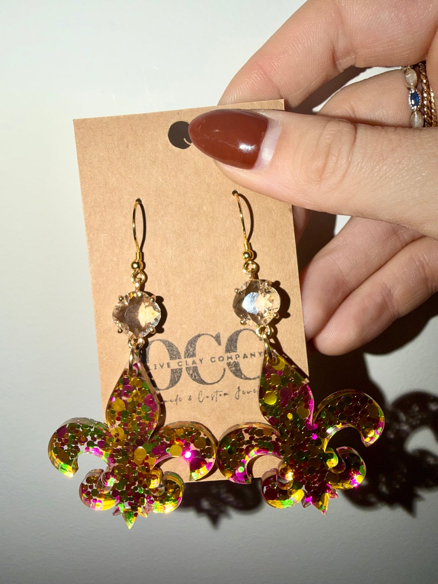 Fleur de lis Mardi Gras earrings