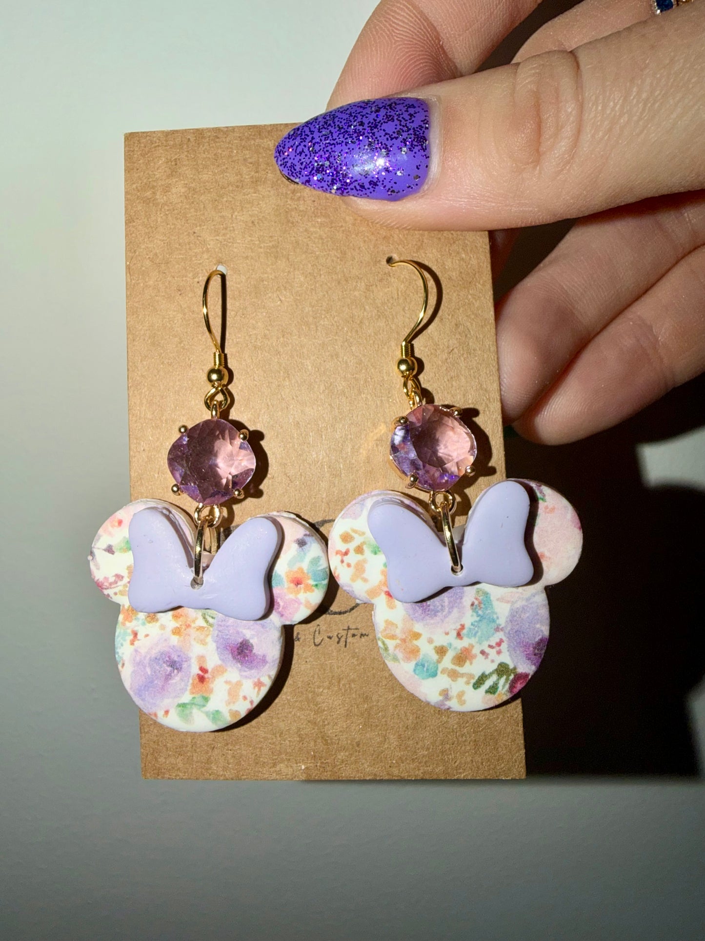 Mouse Floral clay earrings