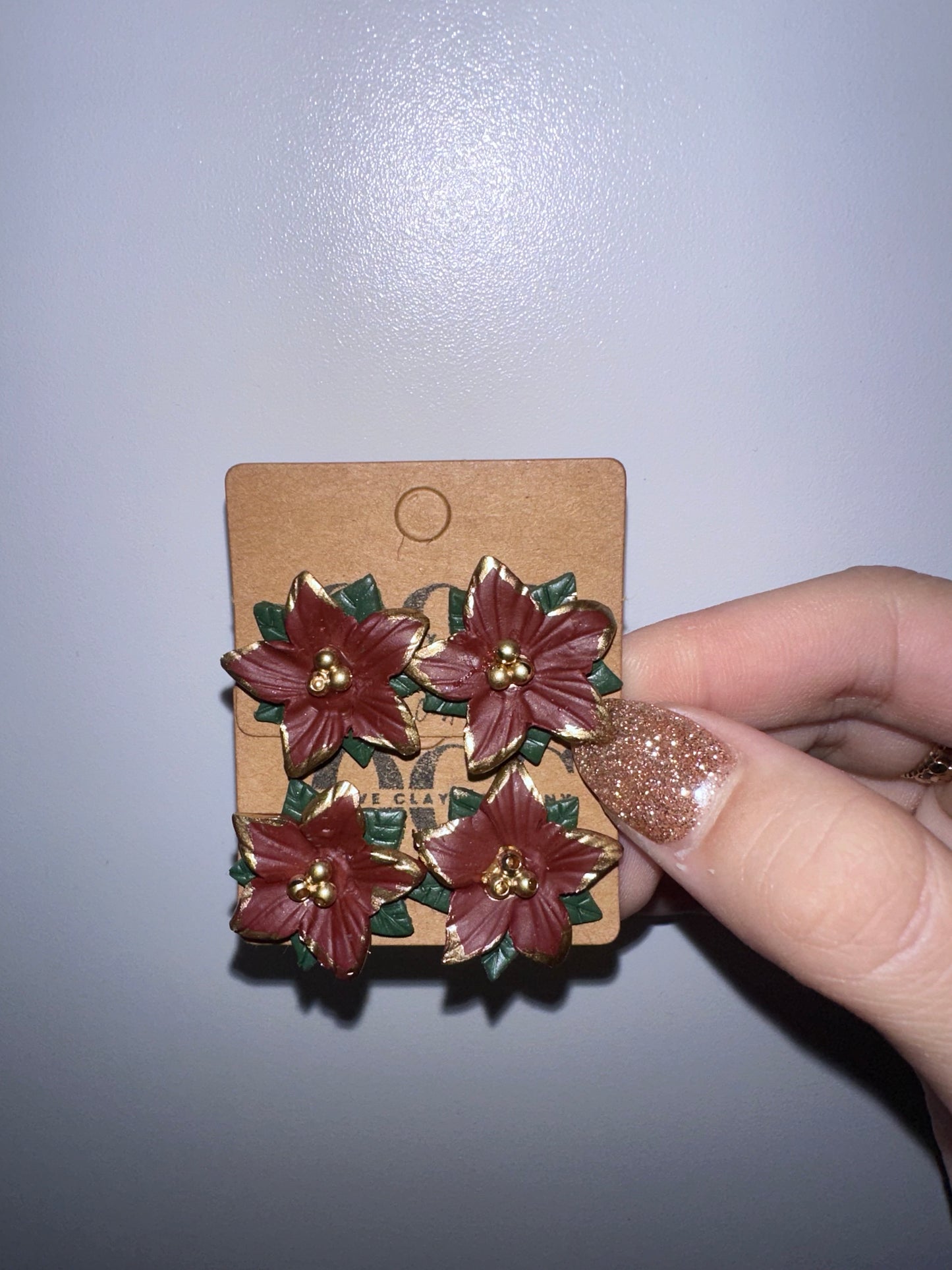 Stud poinsettia earrings