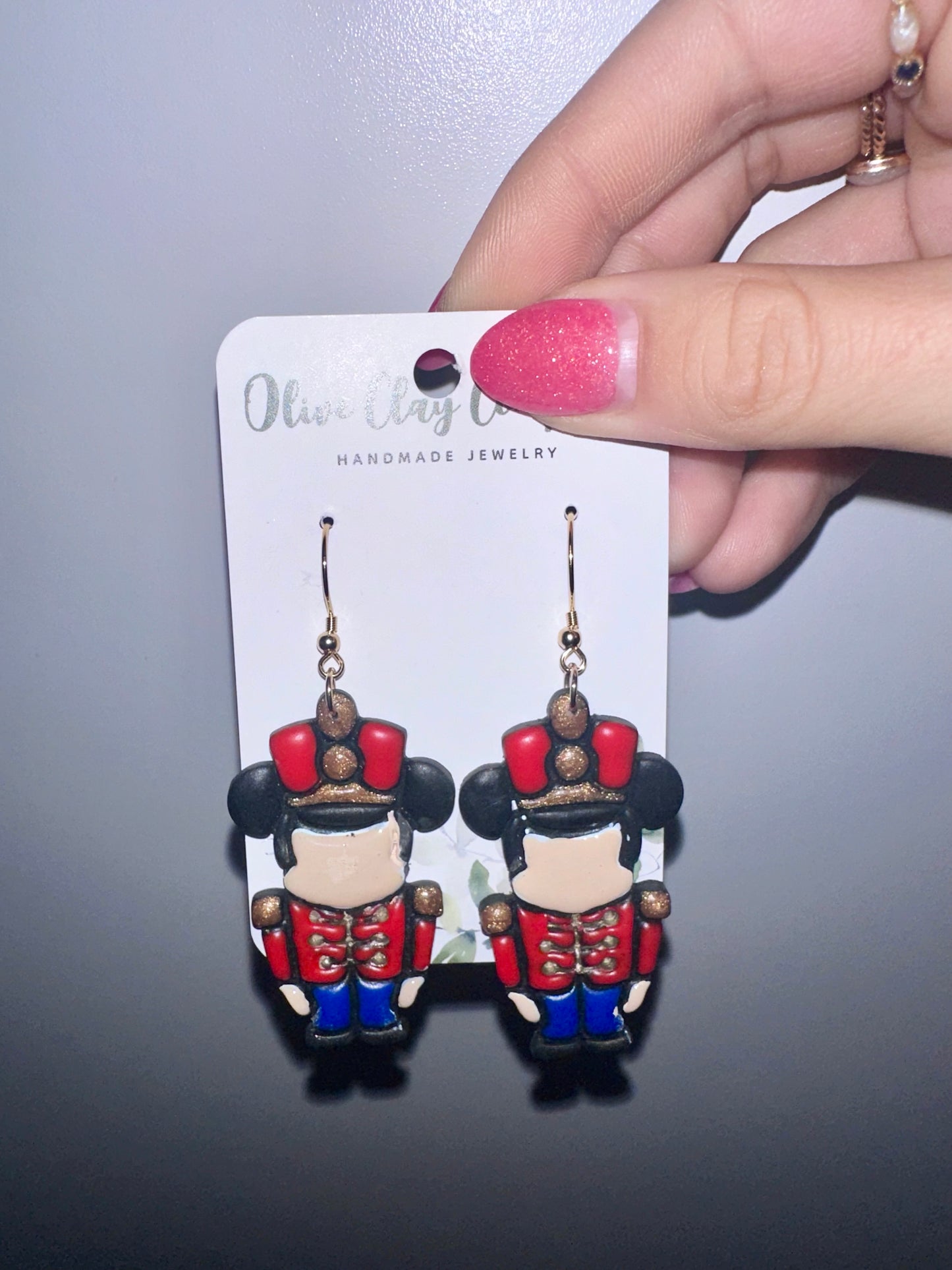 Mouse nutcracker clay earrings