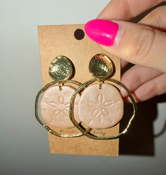 Sand dollar clay earrings