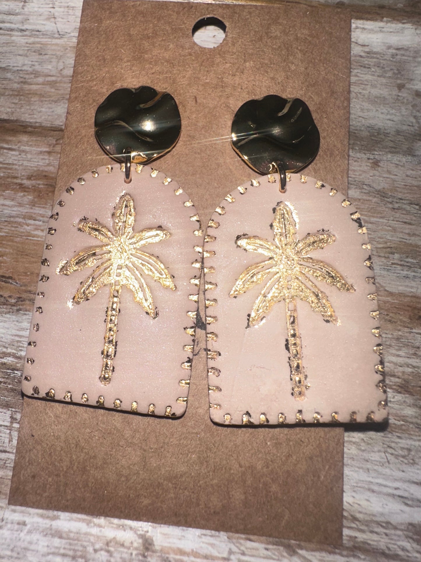 Palm tree clay earrings