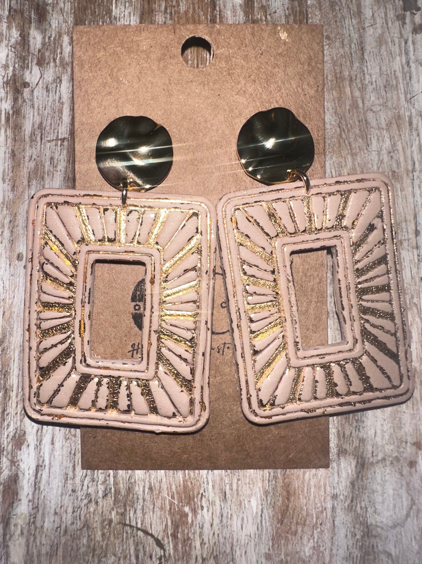 Large gold leaf clay earrings