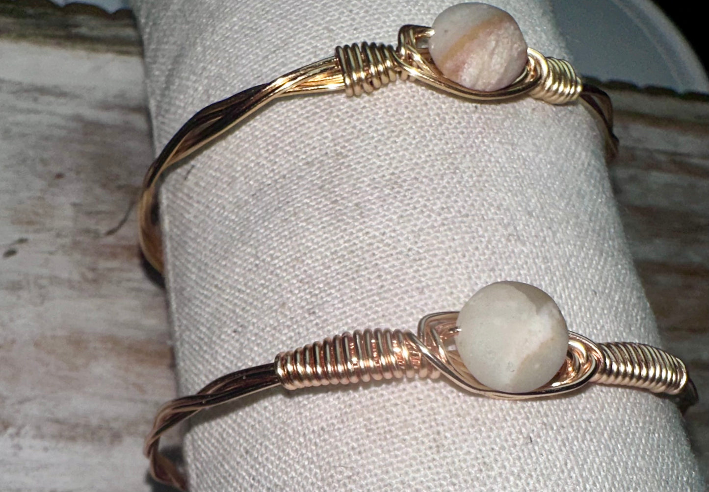 Twisted Wire neutral bead wrapped bracelet