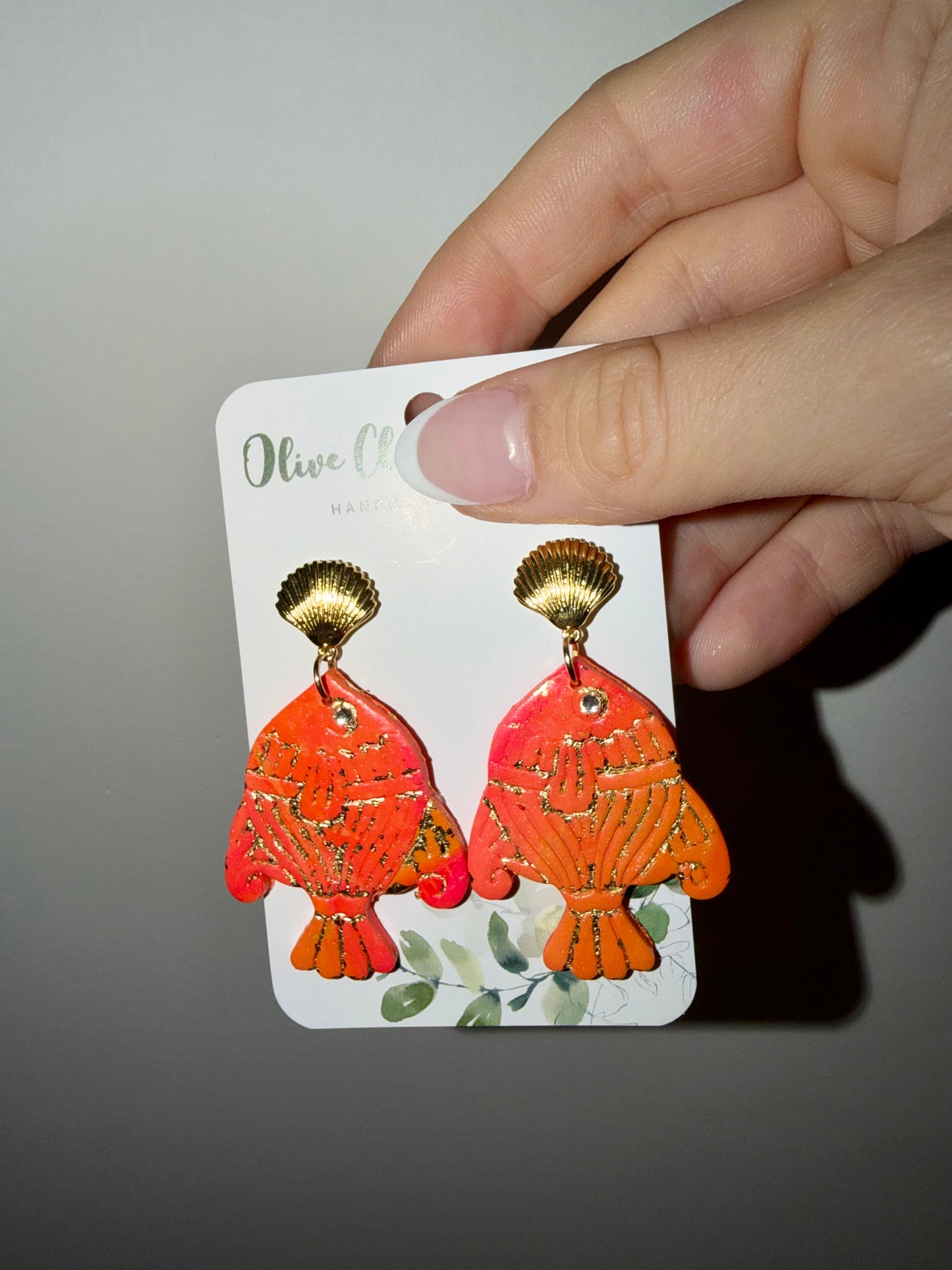 Ombré clay fish earrings