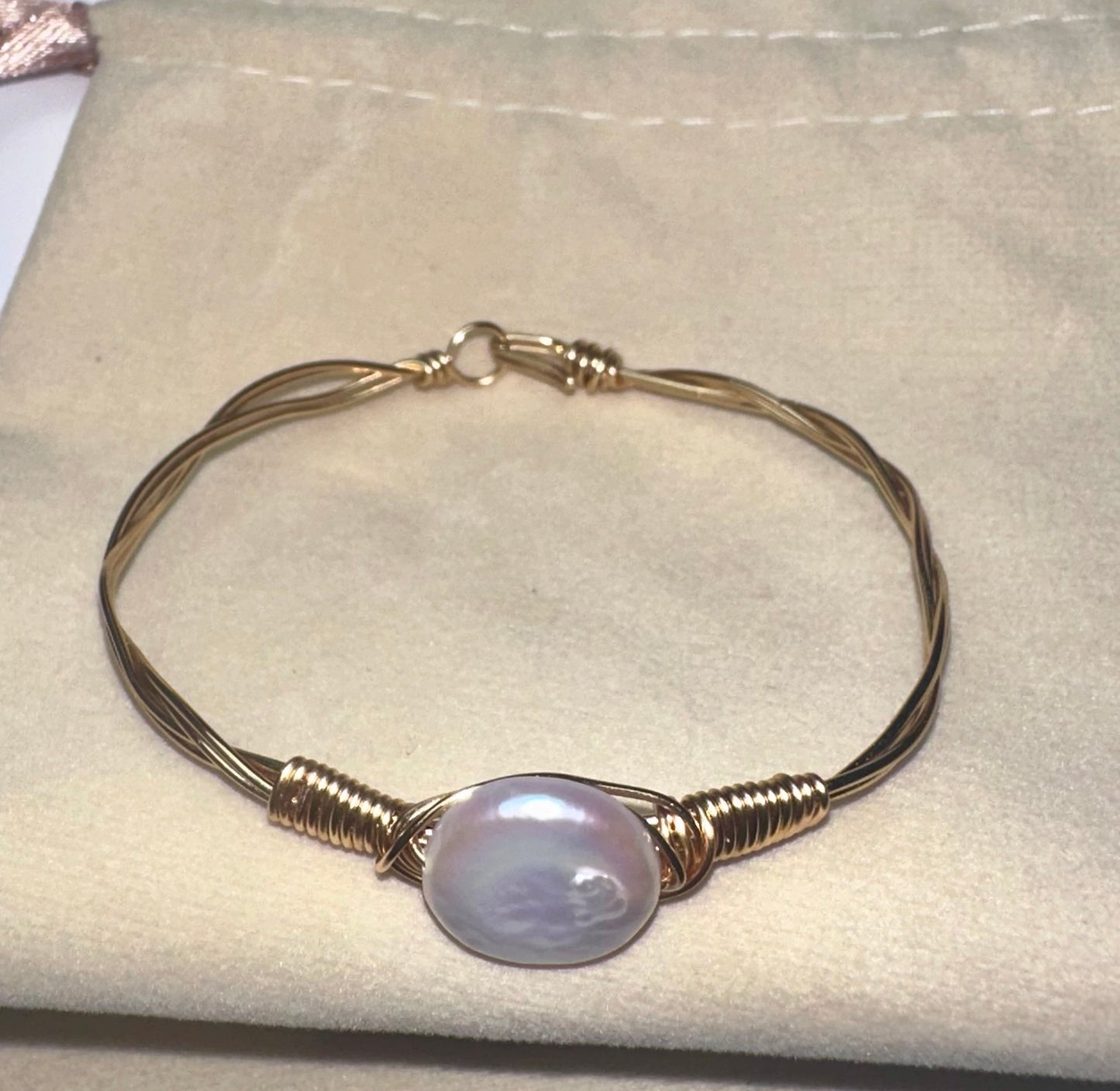 Twisted Wire Pearl wrapped bracelet