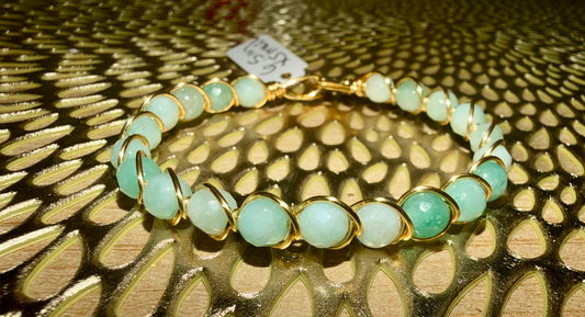 Aqua stone wire bracelet