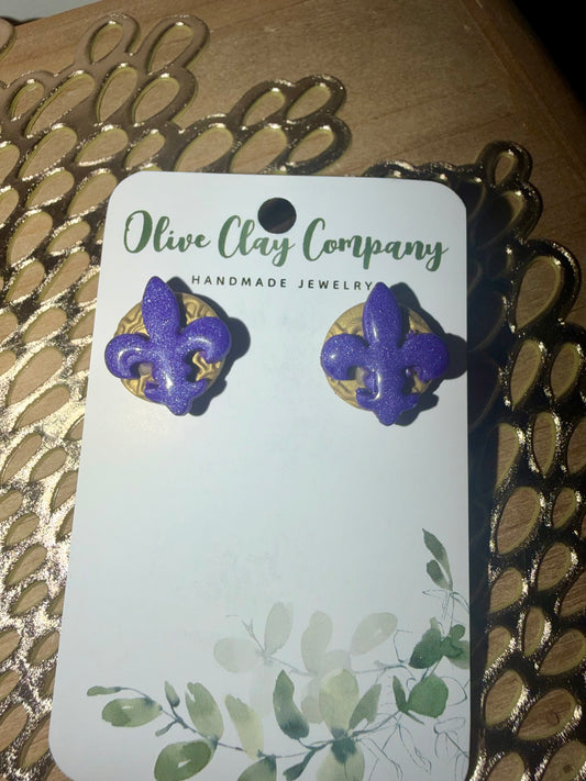 Fleur De Lis Mardi Gras earrings